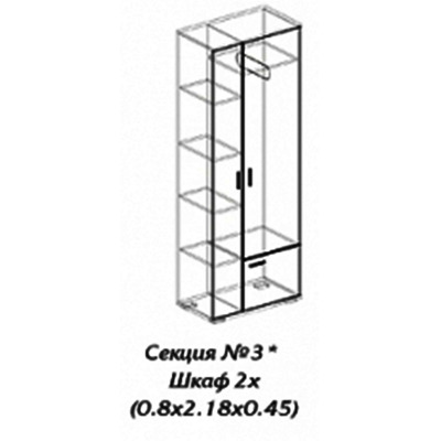 Персона секция № 3 шкаф 2х створчатый